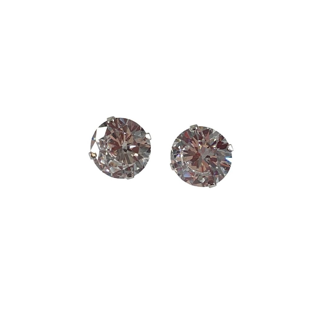 Charming Charlie Sterling Silver Cubic Zirconia Round Earrings Studs .25" Across